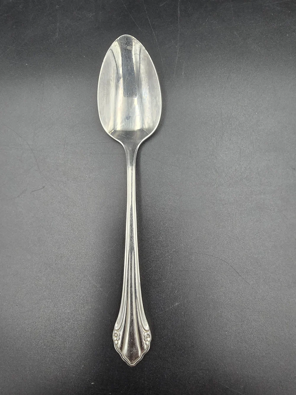 Classic Silver-Tone Dessert Spoon with Decorative Handle